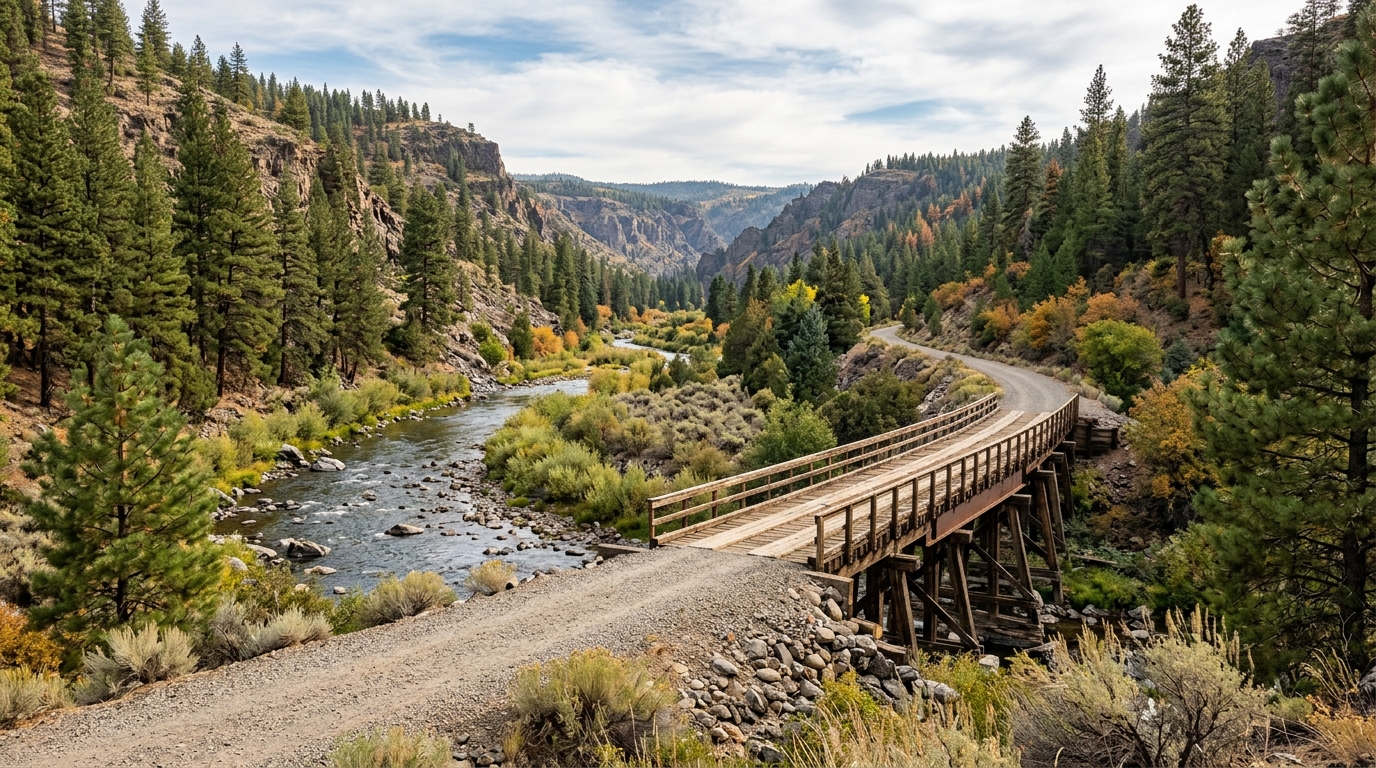 Bizz Johnson Trail crossing the Susan River canyon near Susanville, California