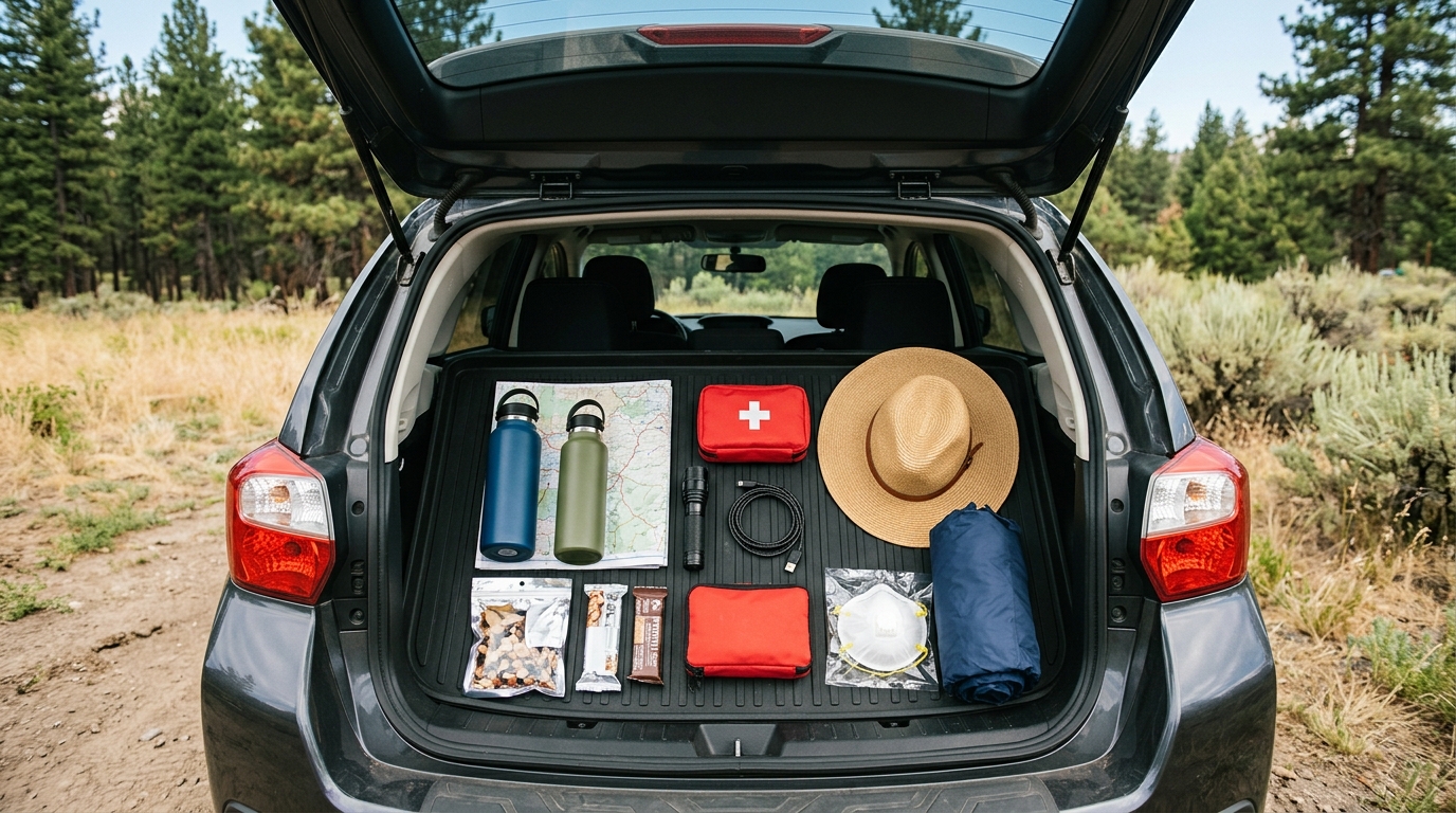 Water, maps, first-aid supplies and emergency equipment prepared for Lassen County summer travel